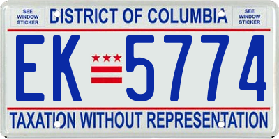 DC license plate EK5774