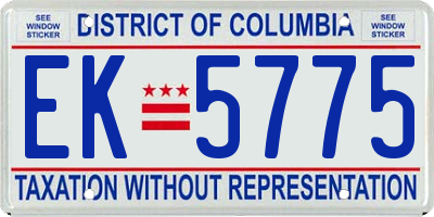 DC license plate EK5775
