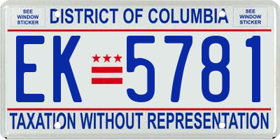 DC license plate EK5781