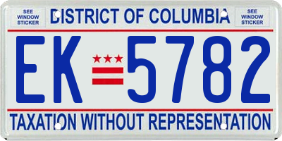 DC license plate EK5782