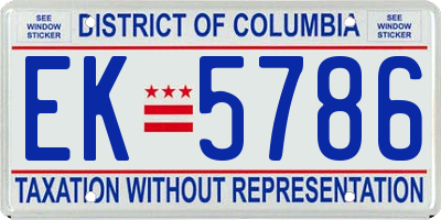 DC license plate EK5786