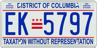 DC license plate EK5797