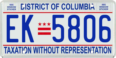DC license plate EK5806