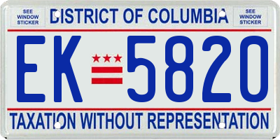 DC license plate EK5820