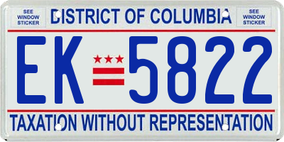 DC license plate EK5822