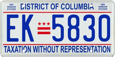 DC license plate EK5830