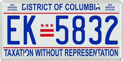 DC license plate EK5832