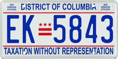 DC license plate EK5843