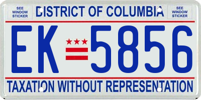 DC license plate EK5856