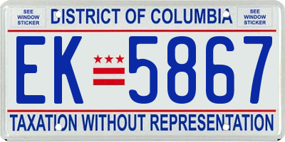 DC license plate EK5867