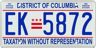 DC license plate EK5872