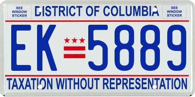 DC license plate EK5889