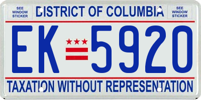 DC license plate EK5920