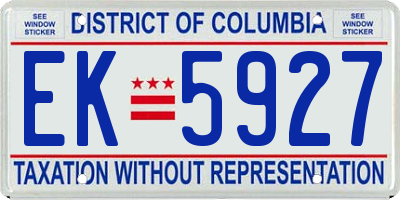 DC license plate EK5927
