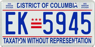 DC license plate EK5945