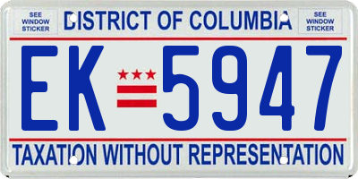 DC license plate EK5947