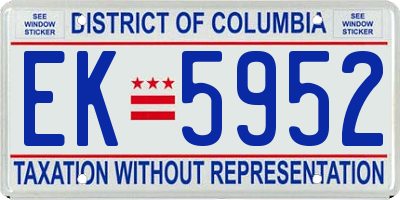 DC license plate EK5952