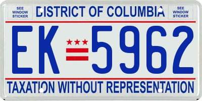 DC license plate EK5962
