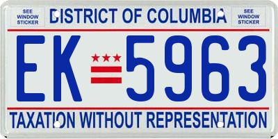 DC license plate EK5963