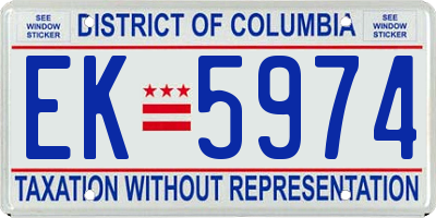 DC license plate EK5974