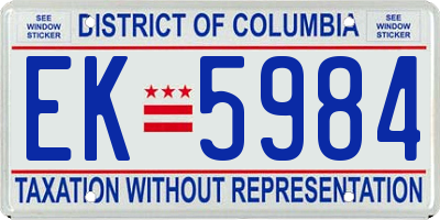 DC license plate EK5984