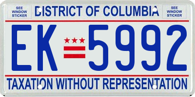 DC license plate EK5992