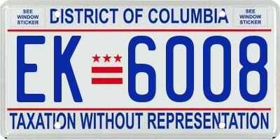 DC license plate EK6008