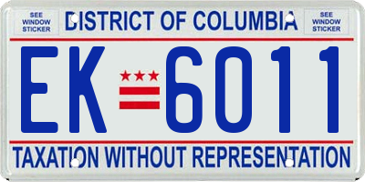DC license plate EK6011