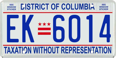 DC license plate EK6014