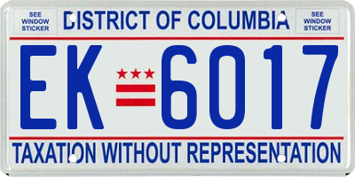 DC license plate EK6017