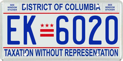 DC license plate EK6020