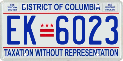 DC license plate EK6023