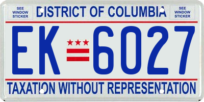 DC license plate EK6027