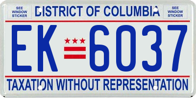 DC license plate EK6037