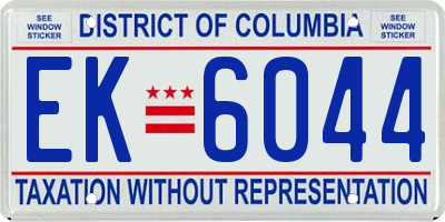 DC license plate EK6044