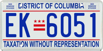 DC license plate EK6051