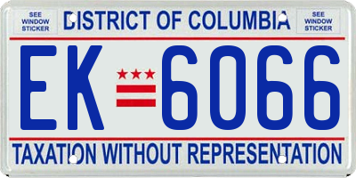 DC license plate EK6066