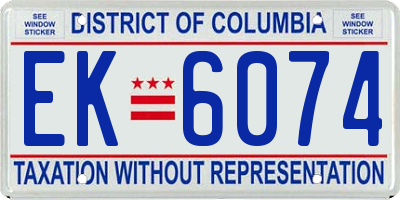 DC license plate EK6074
