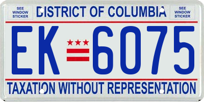 DC license plate EK6075