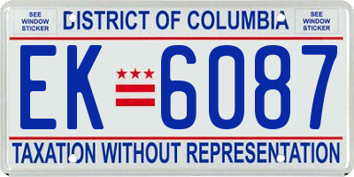 DC license plate EK6087