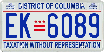 DC license plate EK6089