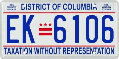 DC license plate EK6106
