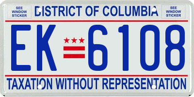 DC license plate EK6108