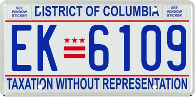 DC license plate EK6109