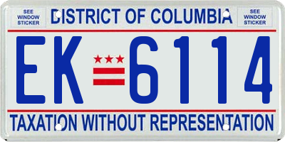 DC license plate EK6114