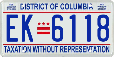 DC license plate EK6118