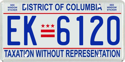 DC license plate EK6120