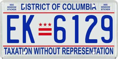 DC license plate EK6129