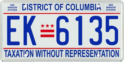 DC license plate EK6135