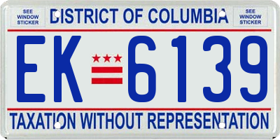 DC license plate EK6139